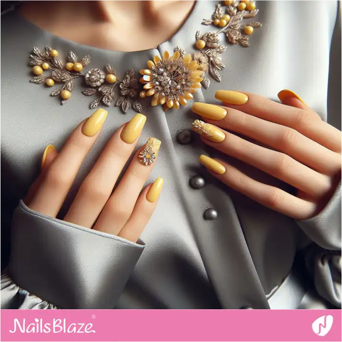 Accent Nails Design of Butter Yellow Nails | Spring Nails - NB3945
